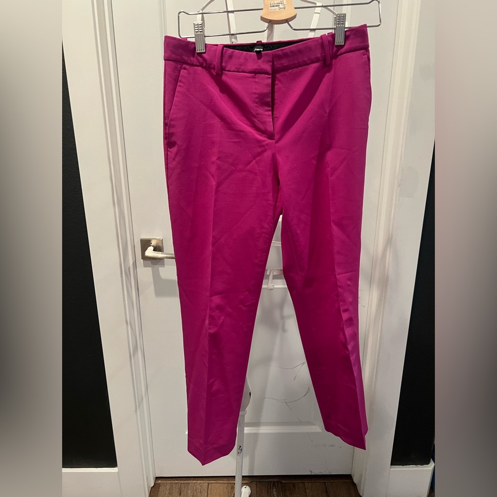 Theory‎ Fuchsia Ankle pink Pants virgin wool sz 4 classic preppy trousers